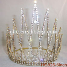 Perla corona de concurso de belleza y tiaras rhinestone boda tiara corona de plástico personalizado coronas